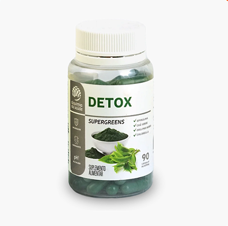 DETOX SUPERGREENS 90 CAPS (Spirulina, Chá Verde, Ora Pro Nóbis, Chlorella) ALQUIMIA DA SAUDE