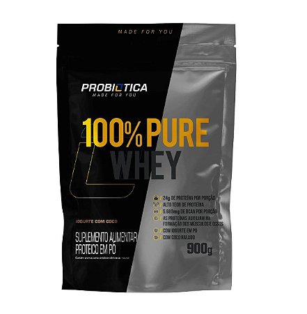 100% PURE WHEY PROTEIN 900G REFIL IOGURTE COM COCO