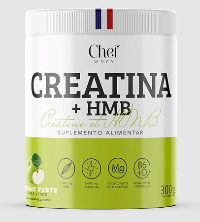 CREATINA + HMB 300G SABOR MAÇÃ VERDE  - CHEF WHEY