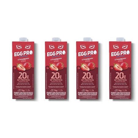 Clara de Ovo Pasteurizada Sabor Morango  EGG PRO (Kit com 4 Litros)