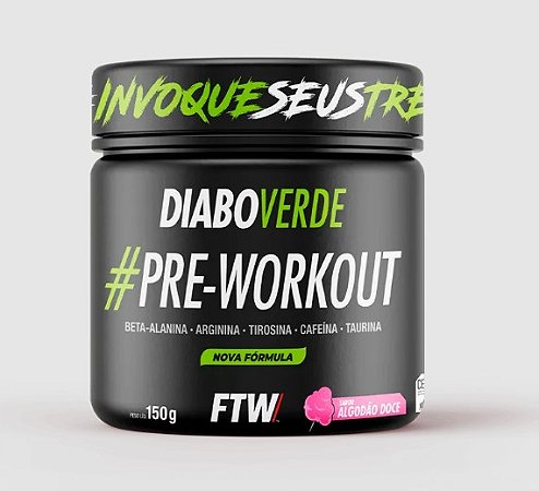 PRE WORKOUT DIABO VERDE  150GR  ALGODÃO DOCE + COQUETELEIRA