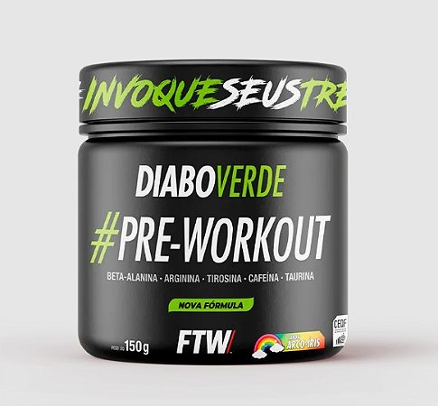 PRE WORKOUT DIABO VERDE  150GR  SABOR ARCO IRIS + COQUETELEIRA