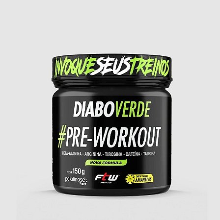 PRE WORKOUT DIABO VERDE 150GR FRUTAS AMARELAS + COQUETELEIRA
