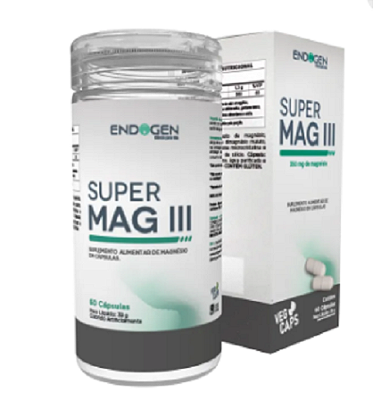 SUPER MAG III 60CPS (Bisciclinato de magnésio, Taurato de magnésio, Dimagnésio malato)  ENDOGEN