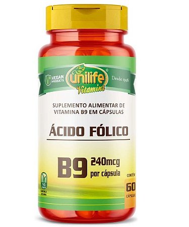VITAMINA B9 ÁCIDO FÓLICO 60 CAPS