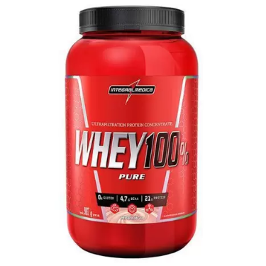 100% WHEY PROTEIN PURE 900GR MORANGO