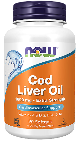COD LIVER OIL (ÓLEO DE FIGADO DE BACALHAU) 1.000MG 90 CAPS - NOW FOODS