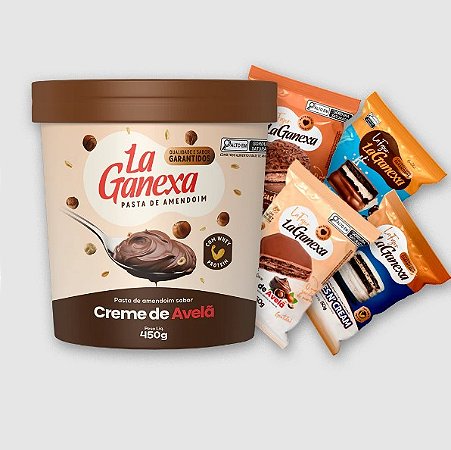 PASTA DE AMENDOIM LA GANEXA 450GR  CREME DE AVELÃ + 1 ALFAJOR
