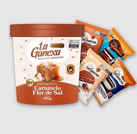 PASTA DE AMENDOIM LA GANEXA 450GR  CARAMELO E FLOR DE SAL + 1 ALFAJOR