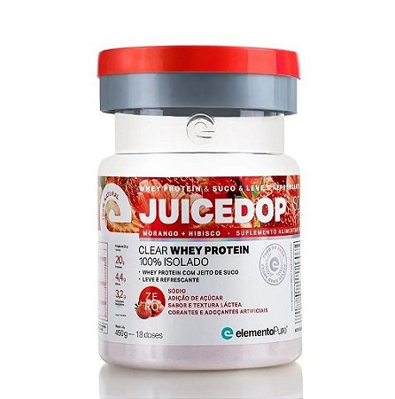 WHEY PROTEIN ISOLADO JUICEDOP ISO 450G (MORANGO + HIBISCO) - ELEMENTOPURO