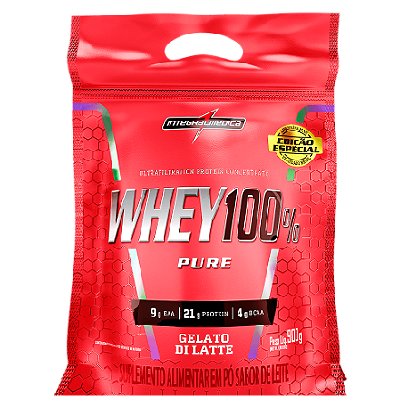 WHEY 100% PURE 900GR REFIL GELATO DI LATTE - INTEGRALMÉDICA