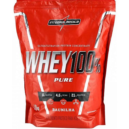 WHEY 100% PURE 907GR REFIL BAUNILHA  INTEGRALMÉDICA