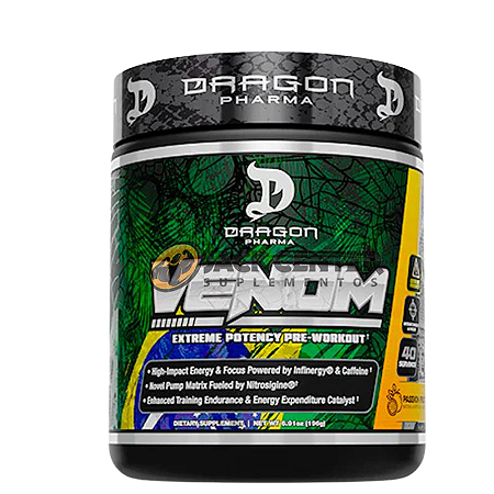 PRÉ TREINO VENOM EXTREME 196G - DRAGON PHARMA SABOR PASSION FRUIT