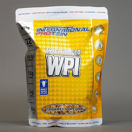 AMINO CHARGED WHEY PROTEIN ISOLADO E HIDROLISADO  907G PIPOCA DE CARAMELO - INTERNATIONAL PROTEIN (CA)
