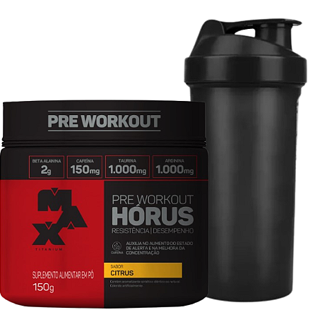 HORUS PRÉ TREINO 150G CITRUS  + COQUETELEIRA
