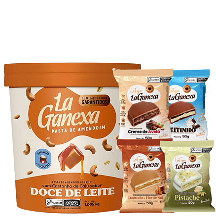 PASTA DE AMENDOIM DOCE DE LEITE COM CASTANHA 1,005 KG - LA GANEXA