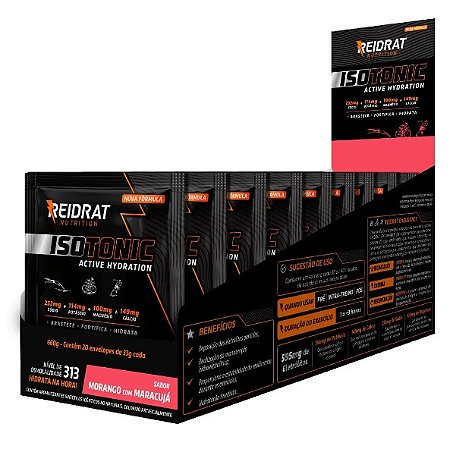 Isotonic Display ( 20 un de 33g ) Sabor Morango e Maracujá - REIDRAT Nutrition