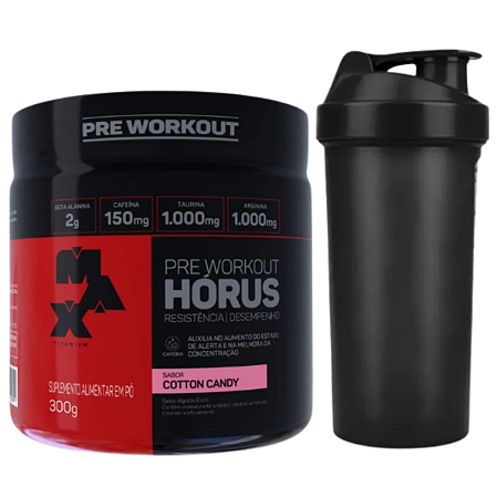 Hórus Pré Treino 300gr Cotton Candy + Coqueteleira