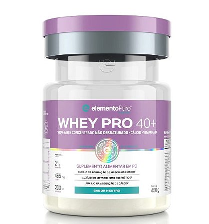 WHEY PRO 40+ Whey 100% Não Desnaturado 450g  Neutro