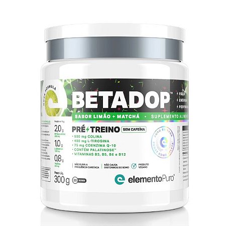 Betadop Energy Drink Limão + Matcha 300g  (Sem Cafeína)