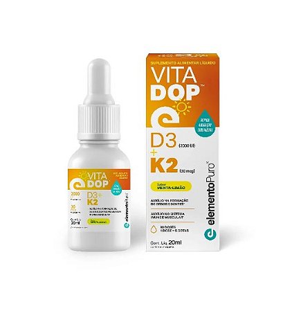 VITADOP D3 + K2 20ml Sabor Menta - Limão
