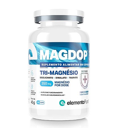 Magdop Tri-Magnésio  Bisglicinato - Dimalato - Taurato 90 Caps -  Elemento Puro