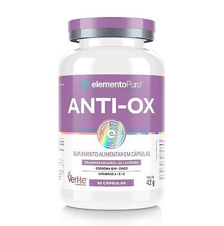 Anti-Ox Transresveretrol, Coq-10, Zinco e Vitaminas 60 Caps