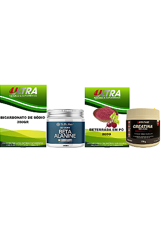 Kit Pré Treino Natural 700g ( Bicarbonato de Sódio / Beta Alanina / Beterraba em Pó ) + Creatina Brinde