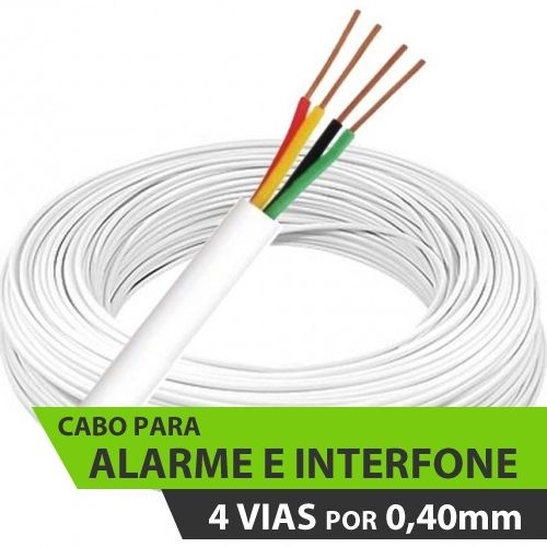 Cabo para Alarme e Interfone - 4 x 40 (4 Vias de 0,40mm) - Telecam