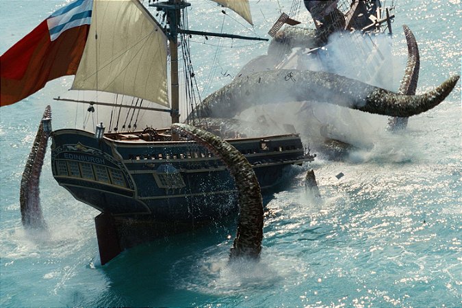 Quadro Piratas do Caribe - Kraken e Navio