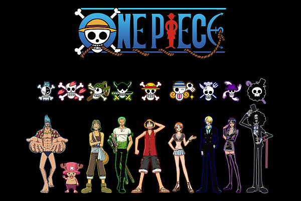 Quadro One Piece Simbolos Piratas Do Chapeus De Palha Quadros Geek