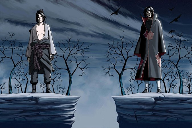 Quadro Naruto - Sasuke e Itachi Noite