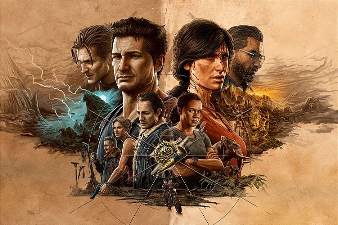 Quadro Gamer Uncharted - Personagens