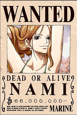 Quadro One Piece - Cartaz de Procurado Nami