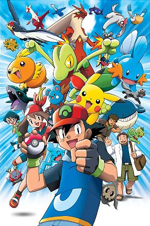 Quadro Pokémon - Personagens e Pokémons