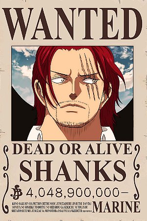 Quadro One Piece - Cartaz de Procurado Shanks