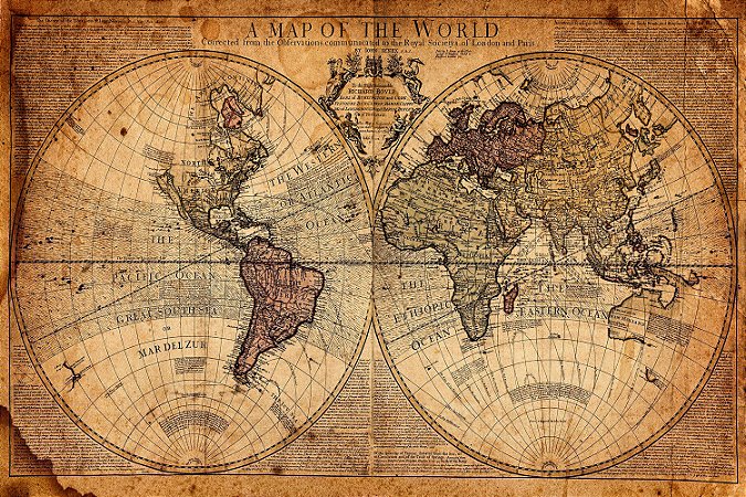 Quadro Mapa Mundi - Mundo Antigo