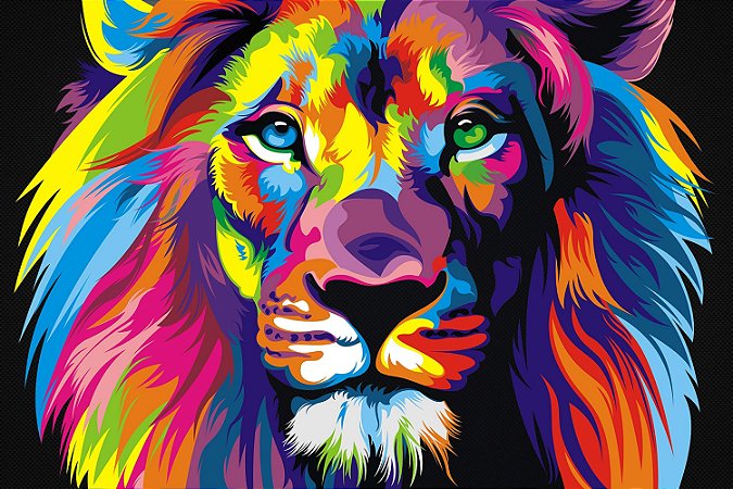 Quadro Leão - Colorido