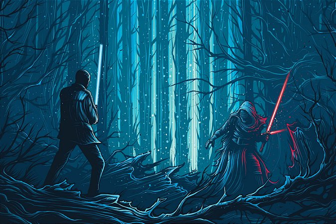 Quadro Star Wars - kylo Ren vs Luke Skywalker