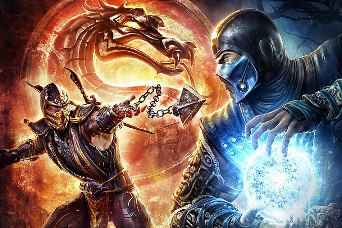 Quadro Gamer Mortal Kombat - Scorpion e Sub-Zero
