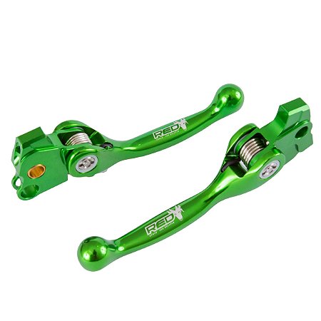 Manetes Retráteis Forjados Red Dragon Kawasaki KLX 450 2008> - Verde