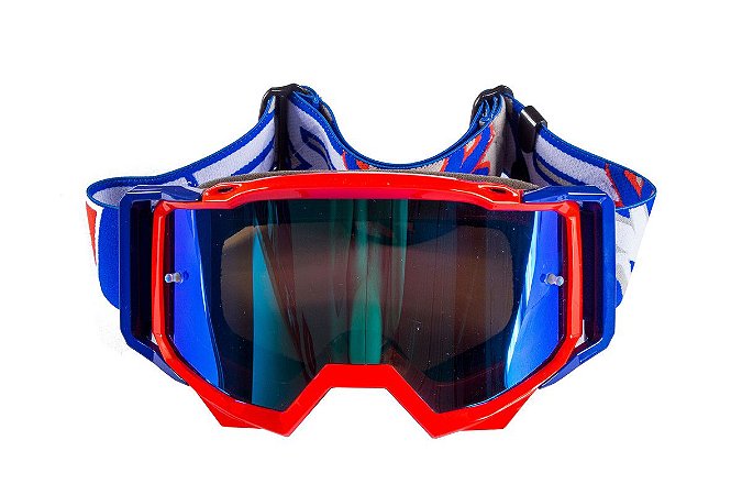 Óculos Motocross Red Dragon Storm Espelhado 3 Espumas Verm/Azul