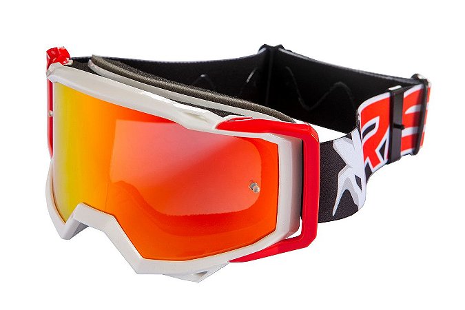 Óculos Motocross Red Dragon Storm Espelhado 3 Espumas Branco/Vermelho