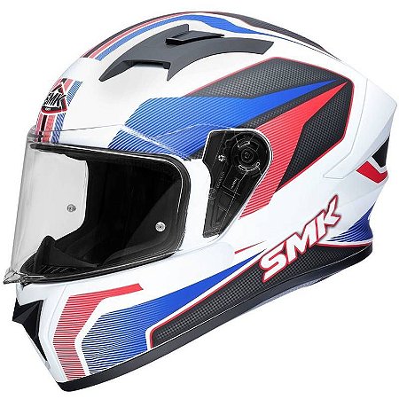 Capacete SMK Stellar Dynamo Branco/Azul/Vermelho - Tamanho 56