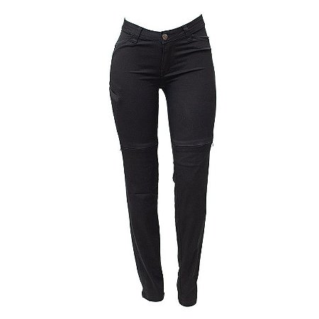 Calça Jeans Moto Feminina HLX Slim Preta - Tam. 46
