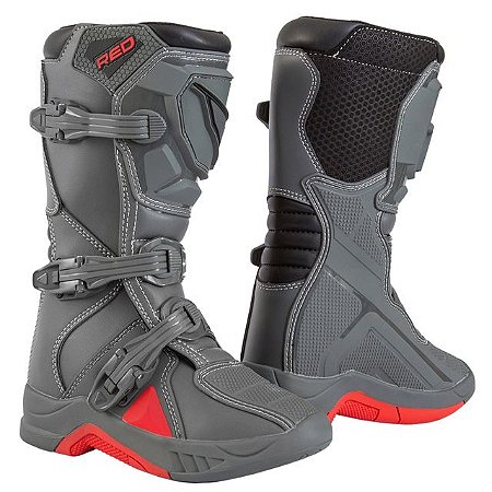 Bota Red Dragon Infantil Cross Enduro Trilha Red Forza MX - Cinza