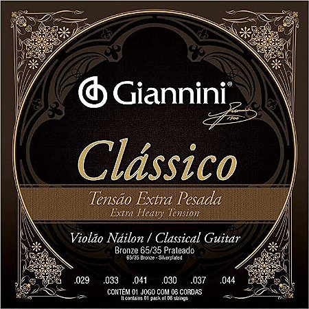 Encordoamento Violão Nylon Giannini Genwxpa Extra Pesado Clássico