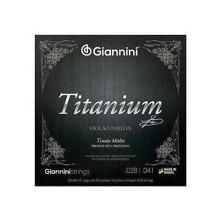 Encordoamento Violão Nylon Giannini GENWTM Tensão Media Titanium 85/15