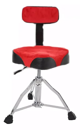 Banco P/Bateria Selim C/Encosto 23.4 Vermelho Camurça Spanking