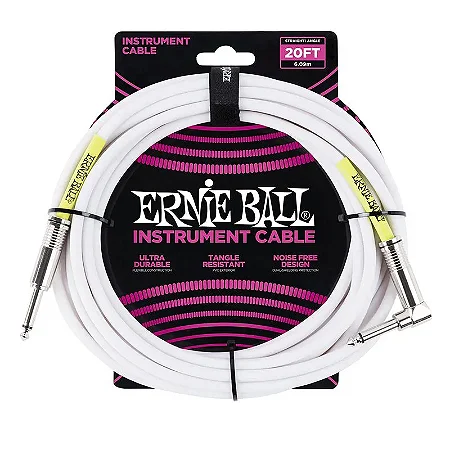 Cabo Ernie Ball P10 Reto/L com 6 mts Branco Blindado P 06047